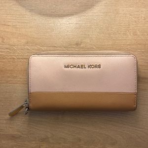 MICHAEL KORS Women's Pink, Brown Color Block Wallet